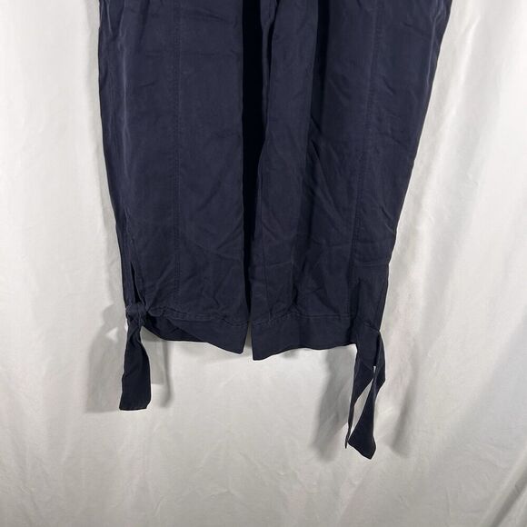 Gianni Bini Silk Blend Pants Women's Medium Navy Blue Pull On Pockets Elastic Wa - Picture 3 of 8